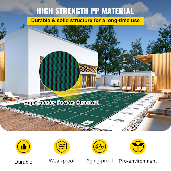 SucceBuy Poolskydd, Passar 16x32ft Rektangulära Nedgrävda Pooler, Grön