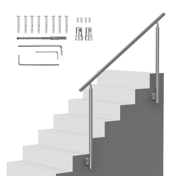 SucceBuy Handledare för Utomhustrappor Veranda Däck Sidomontering 150 cm