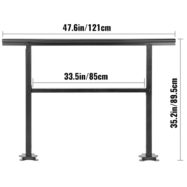 SucceBuy Utomhus Trappräcke 122x90 cm Svart Passar 1/2/3 Trappsteg