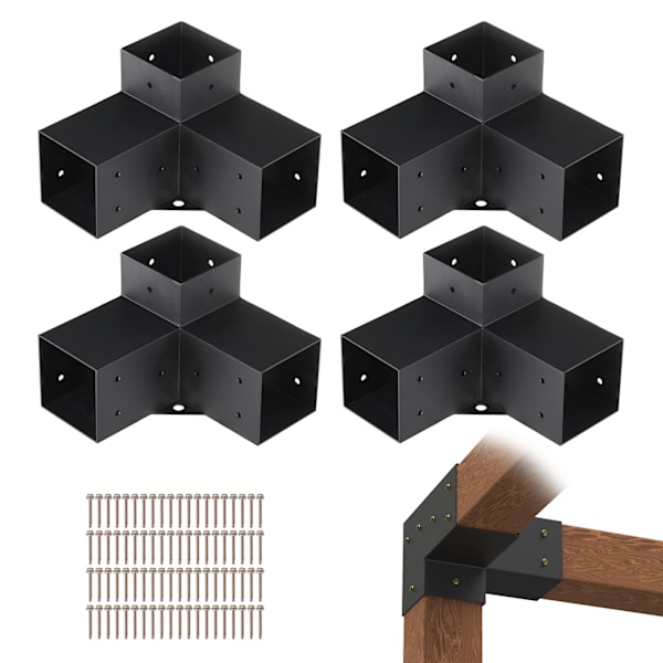 SucceBuy 4''x4'' Pergola Fästsats 3-Vägs Inre 3.6x3.6 4 st