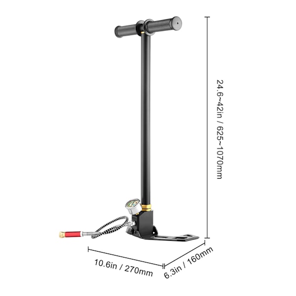 SucceBuy 3-stegs PCP-handpump 30Mpa 4500 PSI högtrycksluftgevärspump svart