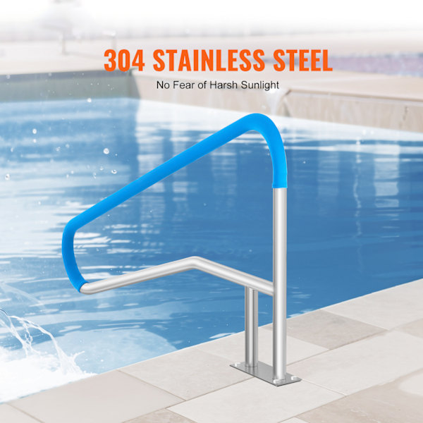 SucceBuy Pool Handrail 55 x 32 tum Rostfritt Stål med Basplatta för Spa