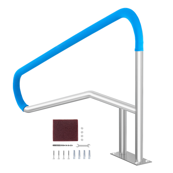 SucceBuy Pool Handrail 55 x 32 tum Rostfritt Stål med Basplatta för Spa