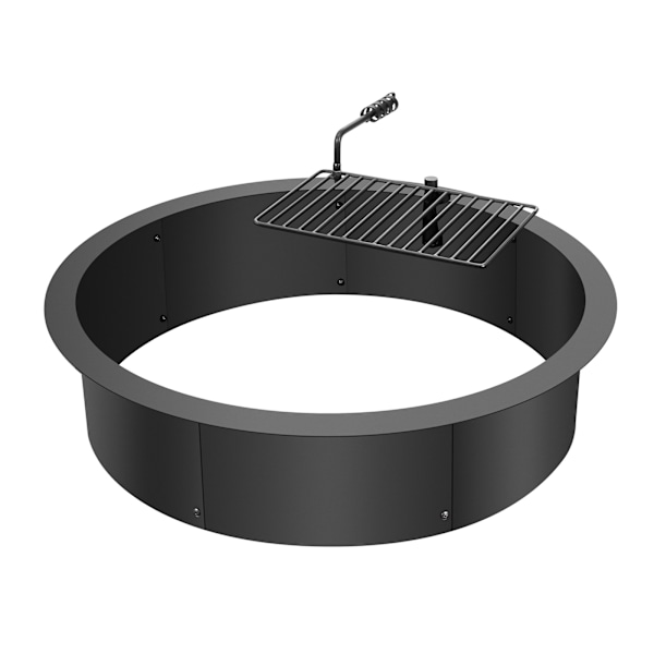 SucceBuy Eldstadskant med BBQ Eldstadskant 88 cm Ytterdiameter, DIY Eldstad i Stål