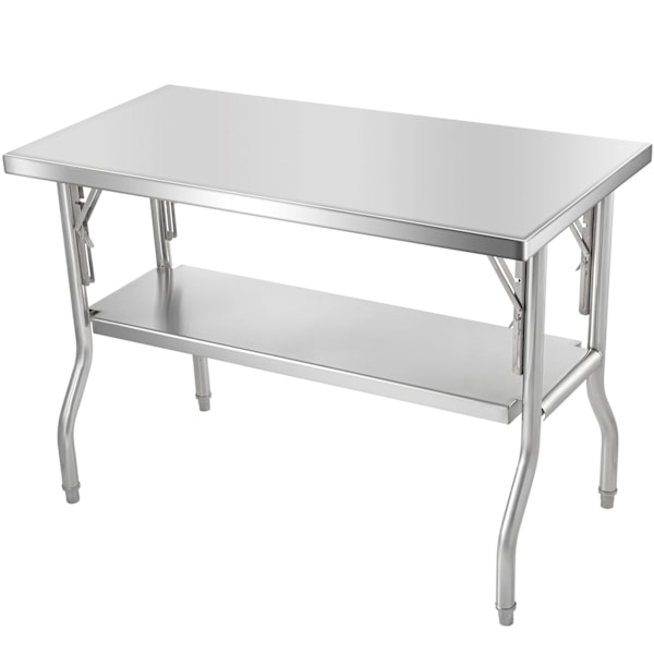SucceBuy Hopfällbart Kommersiellt Förberedelsebord Arbetsstation 48 x 24 Tum silver