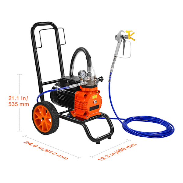 SucceBuy Vagn Airless Färgspruta 1100W 2000 psi Membran Färgspruta Airless för Hemmabruk