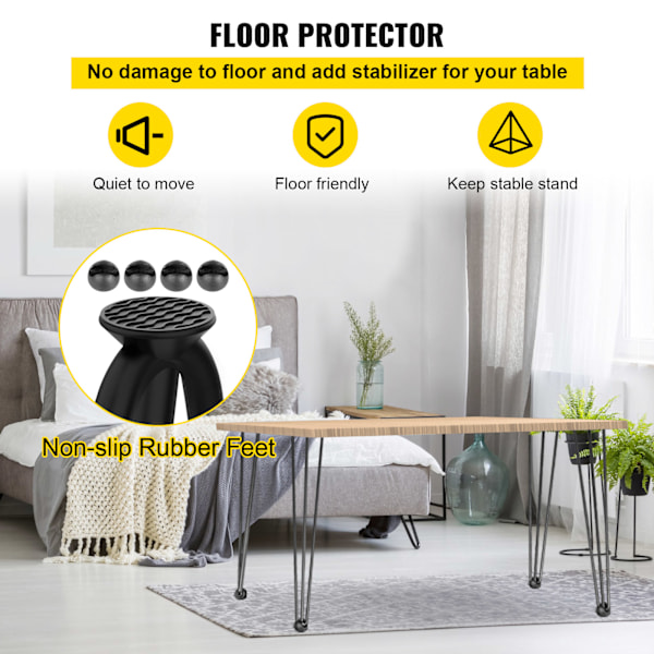 SucceBuy Hårnålsbordsben 40 tum, set med 4, 3 stavar, Heavy Duty, DIY skrivbordsbordsben svart