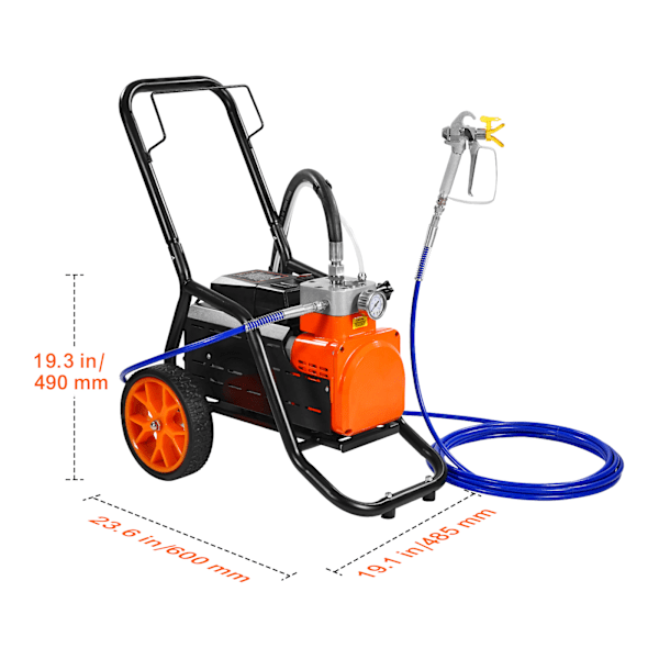 SucceBuy Vagn Airless Färgspruta 1700W 3000 psi Membran Färgspruta Airless för Hemmabruk