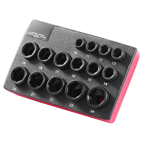 SucceBuy 15 st 3/8\" Hylsnyckelsats, 6-punkts spärrverktygssats 10-24mm