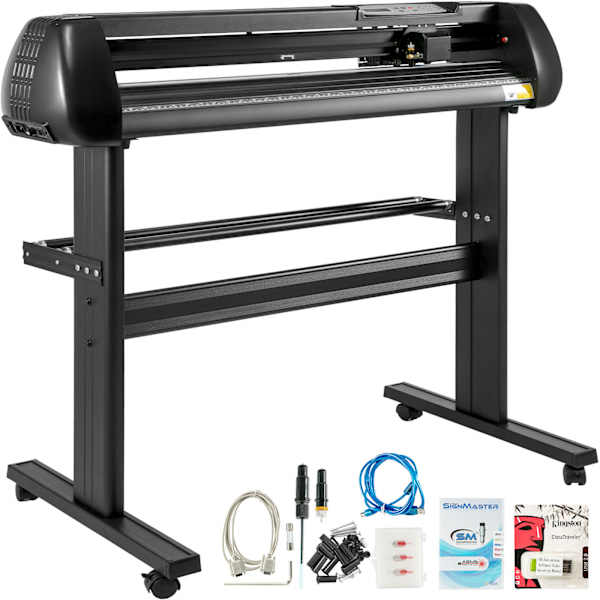 SucceBuy 28-tums Vinylskärare | Justerbar Plotter med Ställ | Skylttillverkning | 110V | Slitstark Metall | Svart