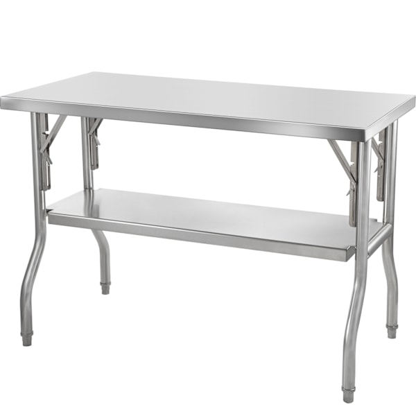SucceBuy Hopfällbart Kommersiellt Förberedelsebord Arbetsstation 48 x 24 Tum silver
