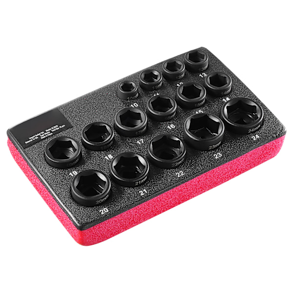 SucceBuy 15 st 3/8\" Hylsnyckelsats, 6-punkts spärrverktygssats 10-24mm