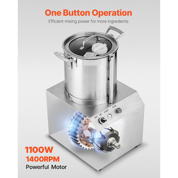 SucceBuy Matberedare & Hackare 10L Rostfritt Stål 1100W