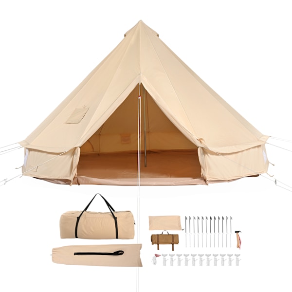 SucceBuy 4m/13.12ft Canvas Bell Tält, 4-Säsongs Yurt med Kaminhål