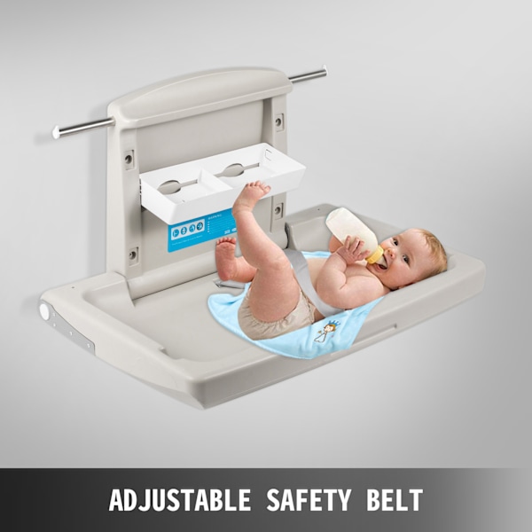 SucceBuy Skötbord Väggmonterat Babyskötbord Kommersiellt Grått