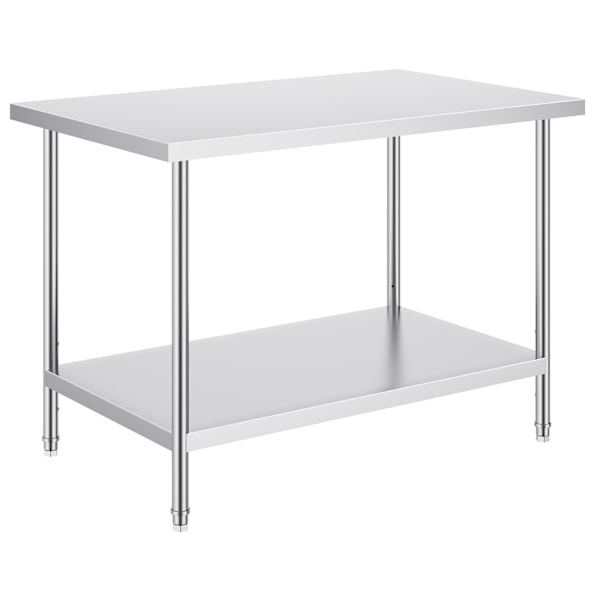SucceBuy 30x48x34in Arbetsbord i Rostfritt Stål, Kommersiell Matberedningsstation silver
