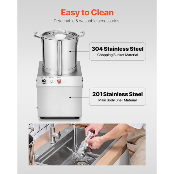 SucceBuy Matberedare & Hackare 10L Rostfritt Stål 1100W