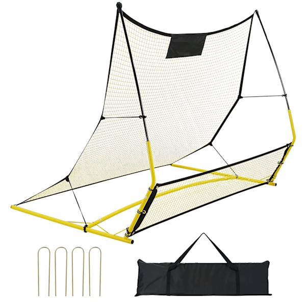 SucceBuy 71"x40" 2-IN-1 bärbar fotbollstränare Rebounder-nät med väska svart