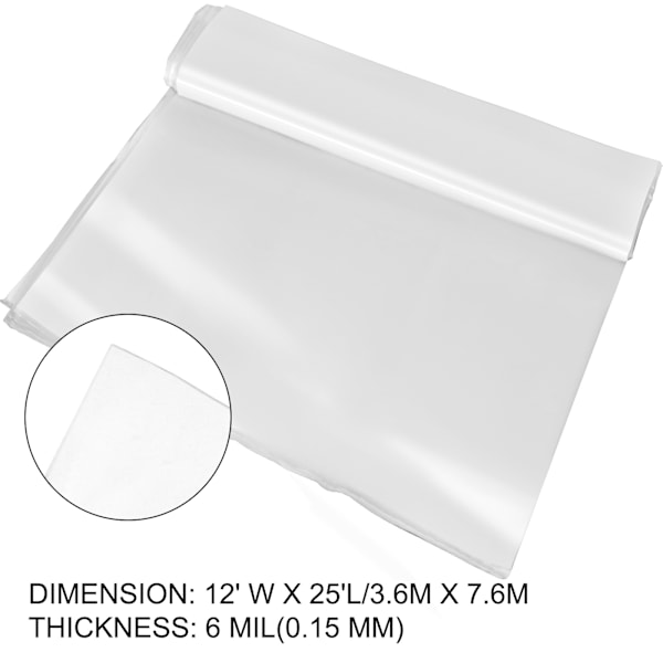 SucceBuy Växthusfilm 3,6x7,6 m Polyeten Växthusplast UV-beständig