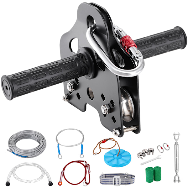 SucceBuy 18 m Zip Line Kit för Barn & Vuxna, Vagn Zipline, 227 kg Kapacitet