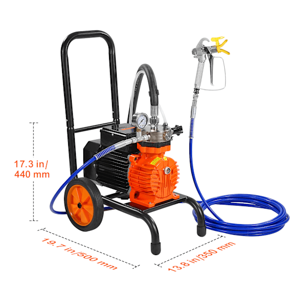 SucceBuy Vagn Airless Färgspruta 900W 1800 psi Membran Färgspruta Airless för Hemmabruk