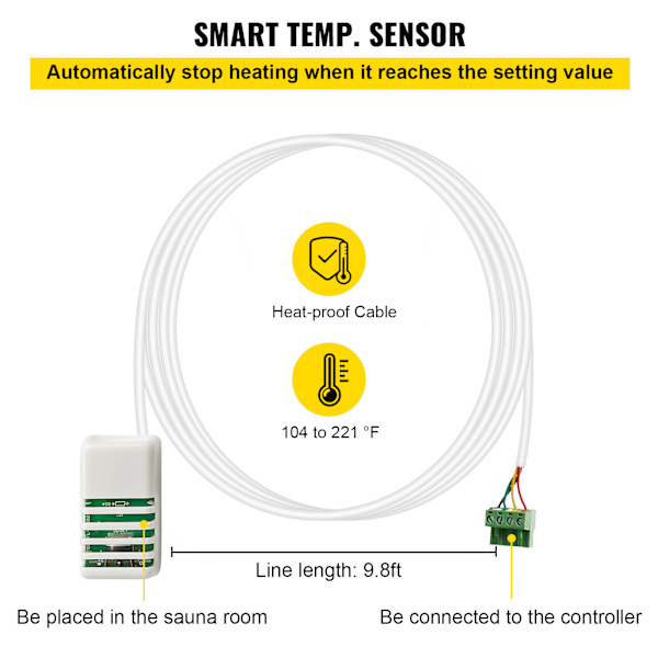 SucceBuy Extern Elektrisk Kontroller för 3-9KW Bastuaggregat med Tempsensor 380V-415V