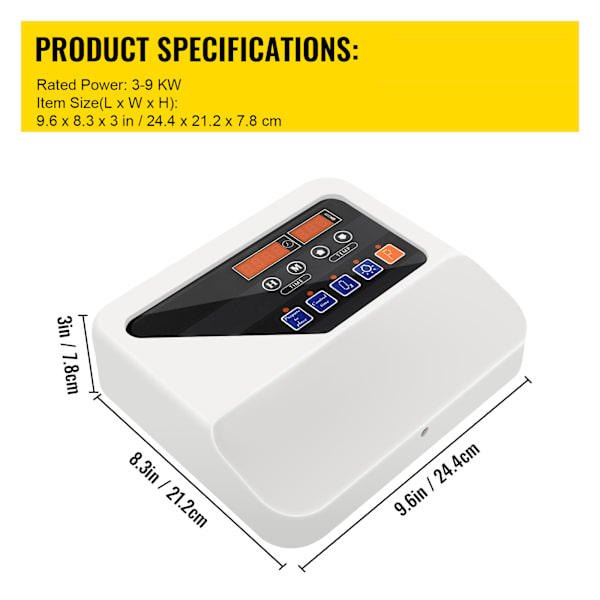 SucceBuy Extern Elektrisk Kontroller för 3-9KW Bastuaggregat med Tempsensor 380V-415V