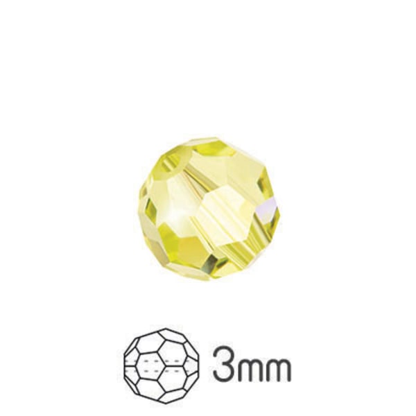 Runda fasetterade Preciosa pärlor, 3mm, Jonquil, 30st gul