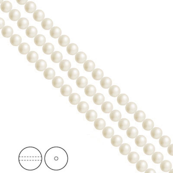 Preciosa Nacre Pearls (premiumkvalitet), 4mm, White, 30st