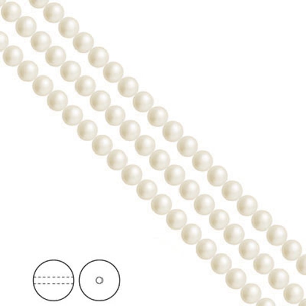 Preciosa Nacre Pearls (premiumkvalitet), 4mm, White, 30st vit