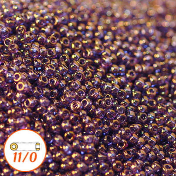 Miyuki seed beads 11/0, lavender blue gold luster, 10g lila