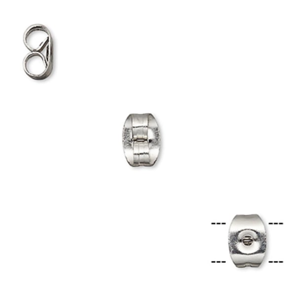 Bakstycken för öronstift, rostfritt kirurgiskt stål, 20st/100st silver 100