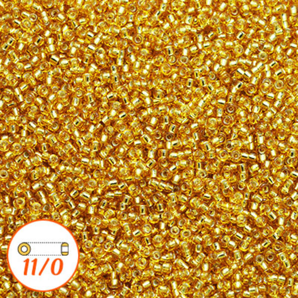 Miyuki seed beads 11/0, silver-lined dark gold, 10g guld