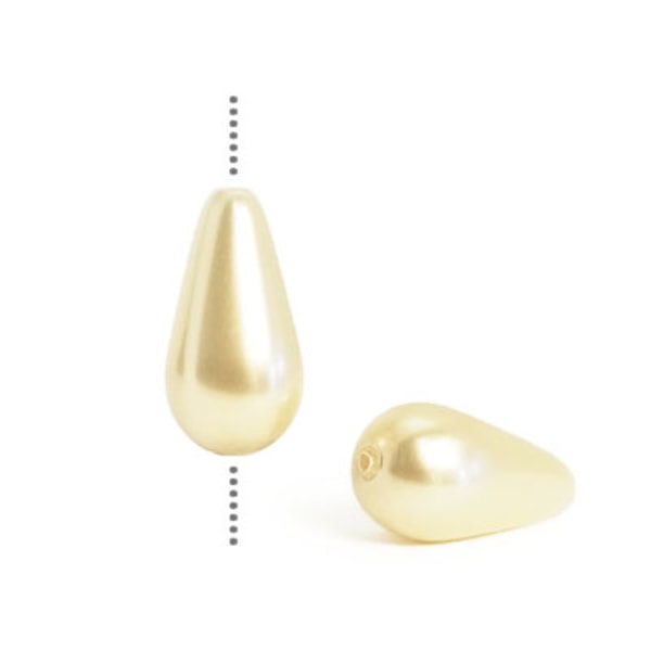 Droppformade Preciosa Nacre Pearls (premiumkvalitet), 15x8mm, Li