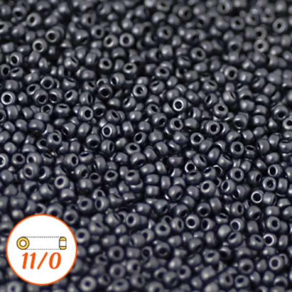 Miyuki seed beads 11/0, matte metallic graphite, 10g grå