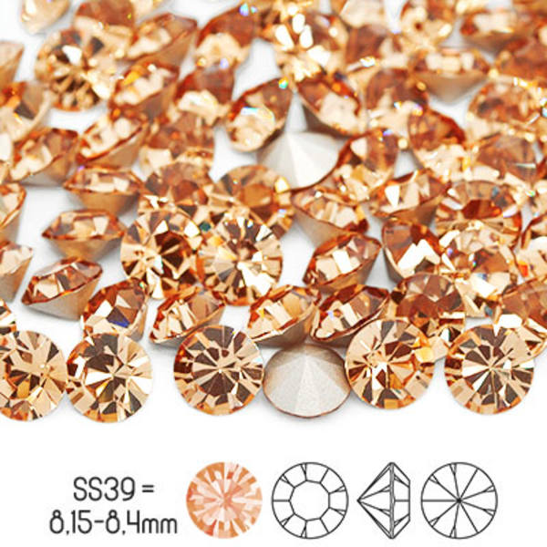 Preciosa chatons, SS39 (ca 8mm), Light Peach, 4st rosa