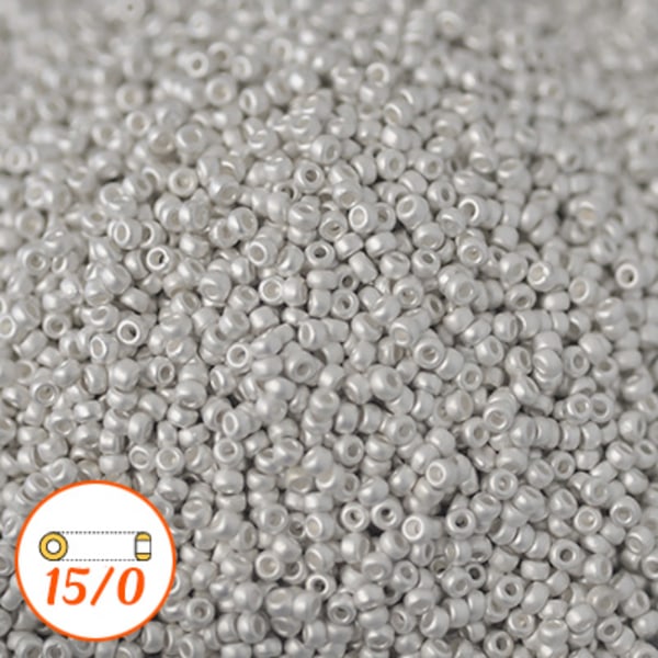 Miyuki seed beads 15/0, matte sterling silver plated, OBS: 2g silver