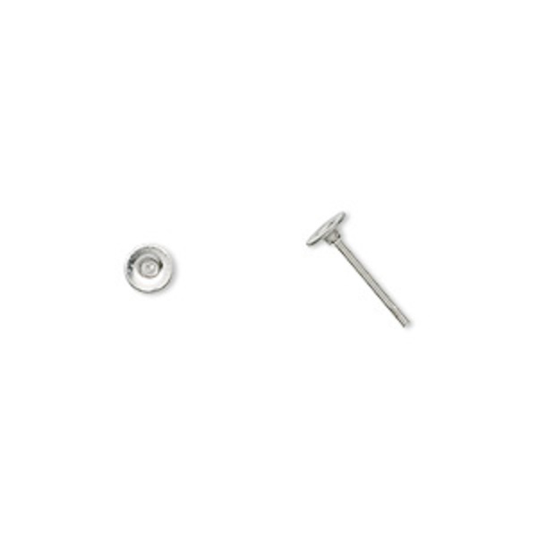 Öronstift av rostfritt kirurgiskt stål, 4mm platta, 2 par silver