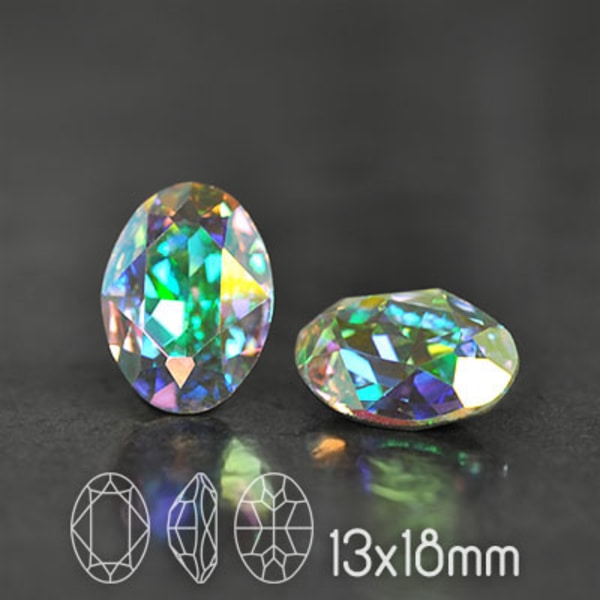 Preciosa kristall, 18x13mm MC Oval, Crystal AB, 1st flerfärgad
