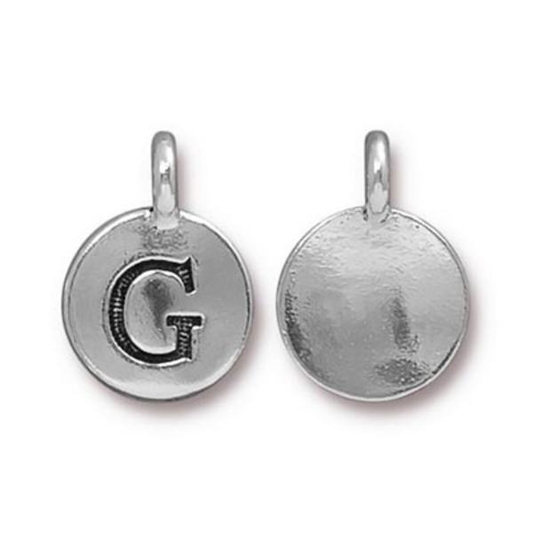 TierraCast berlock "G", 11.6x12.6mm, silverpläterad, 1st