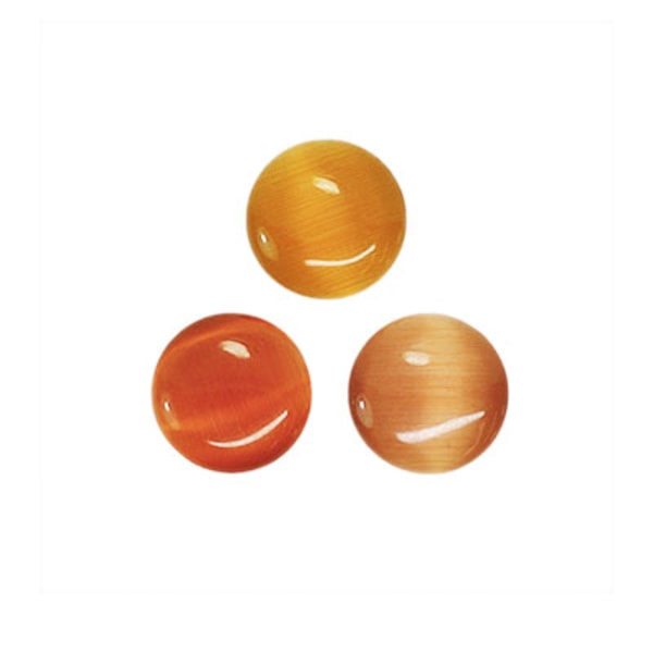 Cabochon, Cat's Eye glas, ca 14mm rund, orange/rödbrun, 1st orange