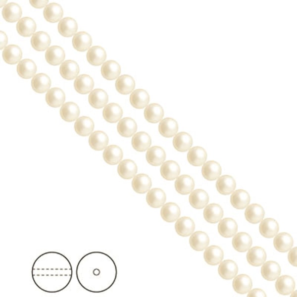Preciosa Nacre Pearls (premiumkvalitet), 4mm, Light Creamrose, 3
