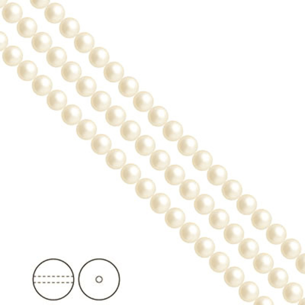 Preciosa Nacre Pearls (premiumkvalitet), 4mm, Light Creamrose, 3 vit