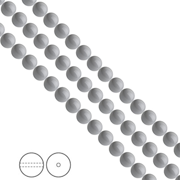 Preciosa Nacre Pearls (premiumkvalitet), 6mm, Ceramic Grey, 25st