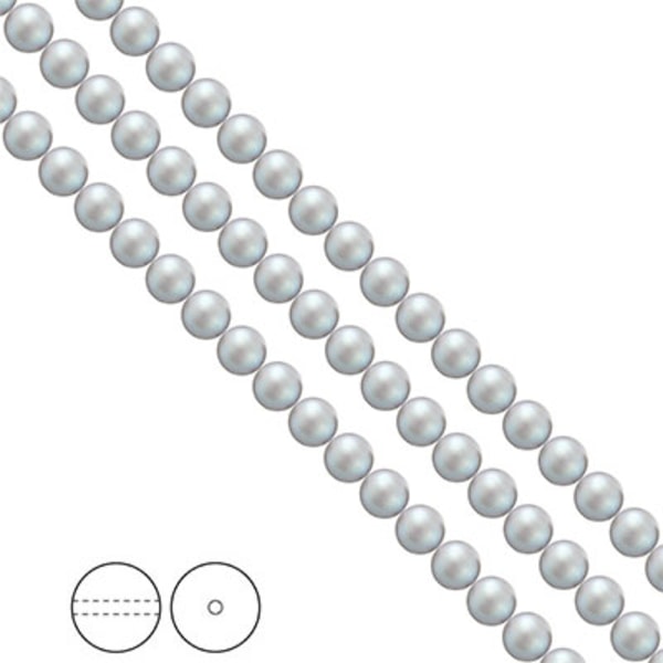 Preciosa Nacre Pearls (premiumkvalitet), 5mm, Pearlescent Grey,