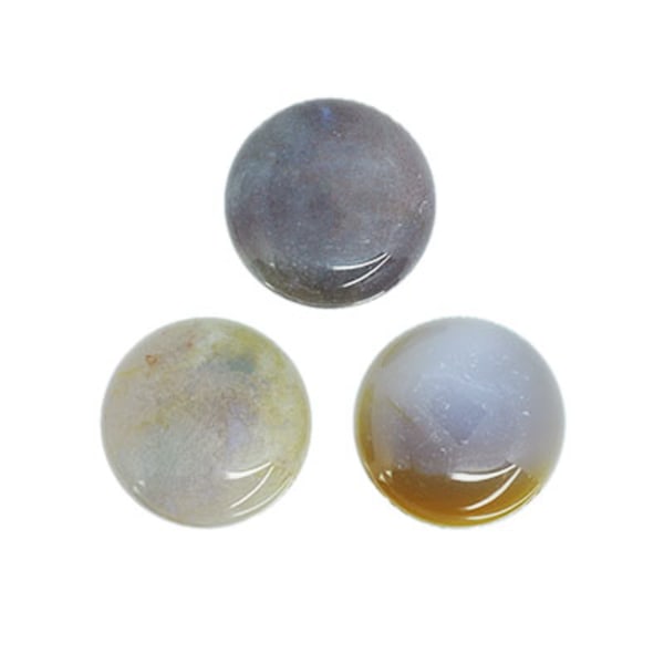 Cabochon, naturlig oceanjaspis, gråbrun/beige, 20mm rund, 1st
