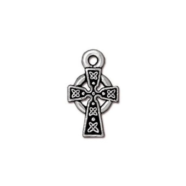 TierraCast berlock Celtic Cross, 9x15mm, silverpläterad, 1st silver