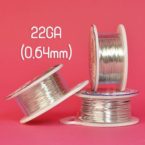 Tarnish resistant wire, silverpläterad, 22GA (0,64mm grov) silver