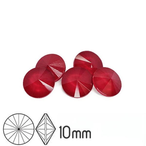 Aurora rivoli kristaller, 10mm (SS45), Crystal Royal Red, 4st röd