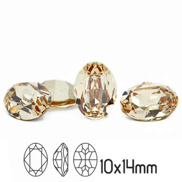 Preciosa kristall, 14x10mm MC Oval, Crystal Honey, 1st beige